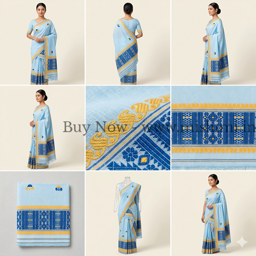 Handmade Masrise cotton pure Jura | Assamese mekhela sador - Image 3